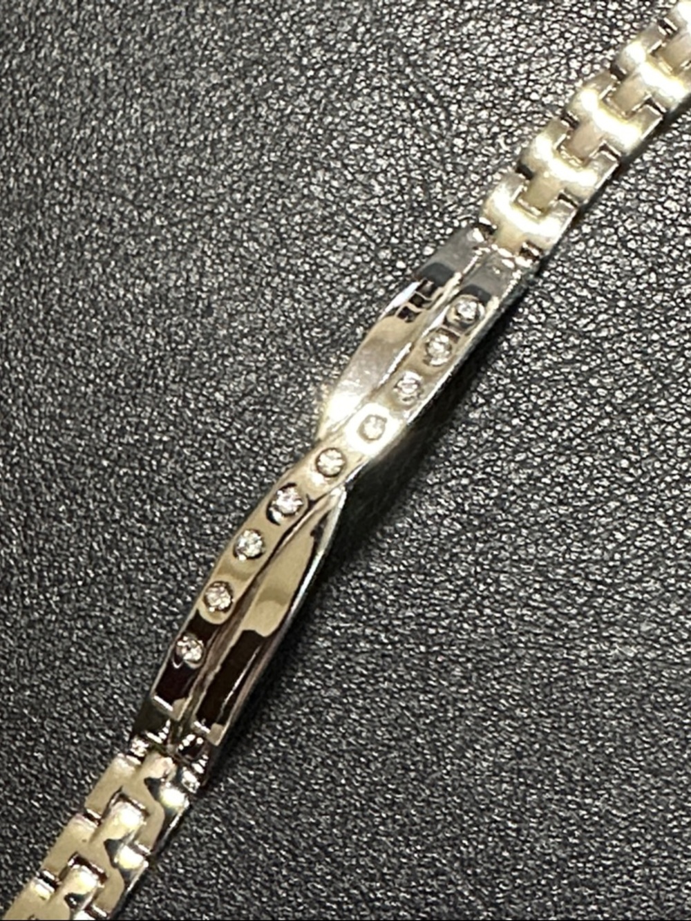 29.  Silver-Tone Link Bracelet with Crystal Accents